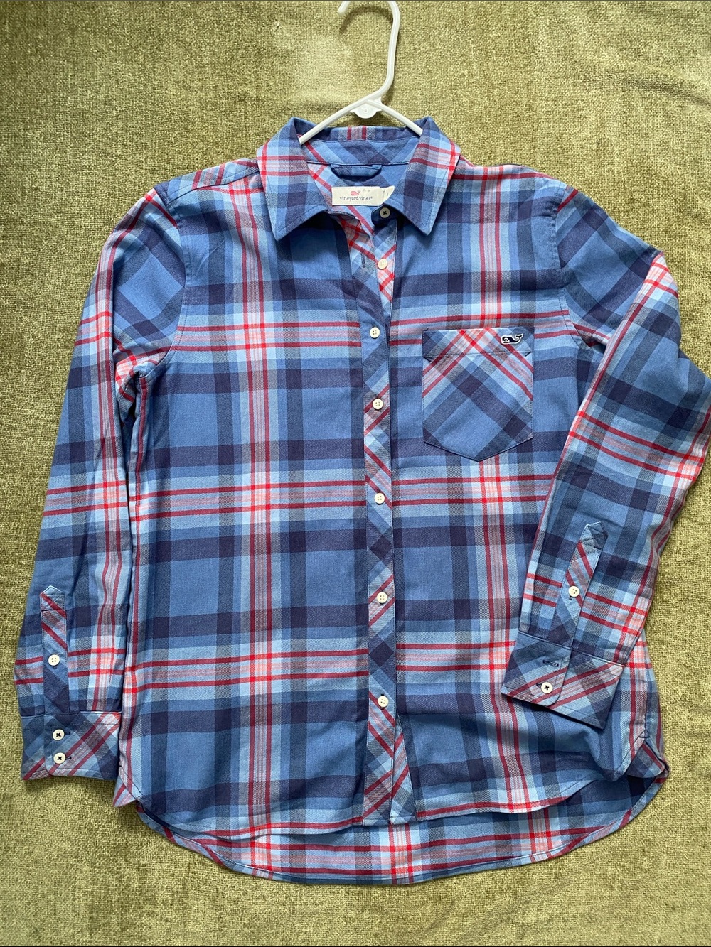 Vineyard Vines Blue and Red Plaid Button-Down Shirt